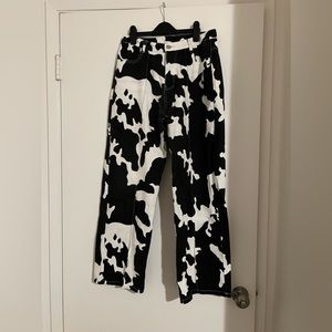 Cow print jeans